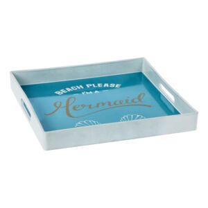 Beach Please Square Tray Blue and White Beach Please Square Tray Blue and White